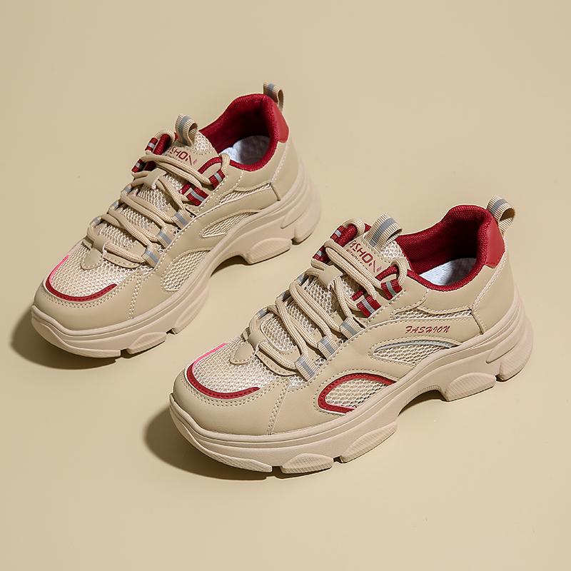 Fashion CRLAYDK Women's Chunky Sneakers Summer Mesh Walking Shoes Fashion Casual Sports Platform Ladies Lace Up Anti Slip Tennis