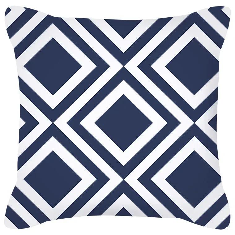 Pillowcase Navy Blue Geometric Pattern  Decorative  Home