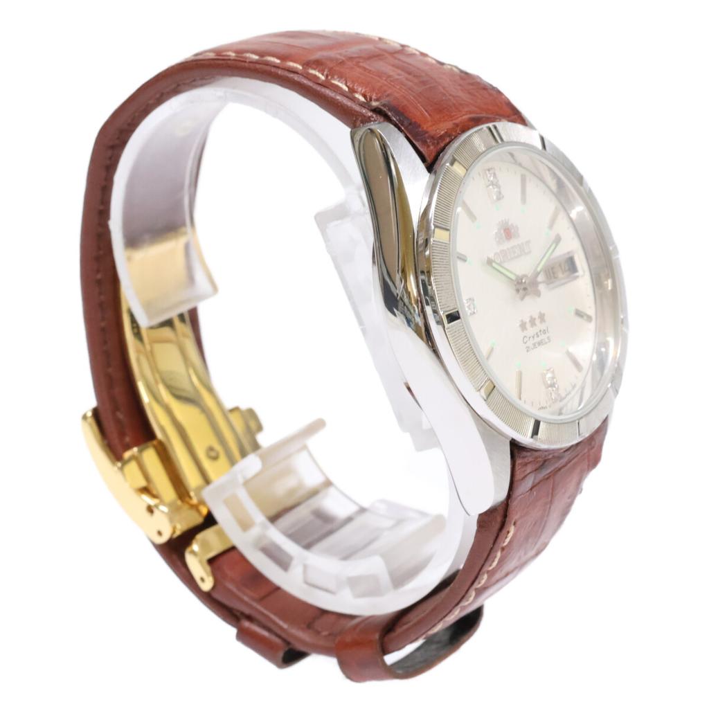 Orient 469PA2-170 Three Star Day Date Mechanical Automatic Watches Silver / BrownUsed