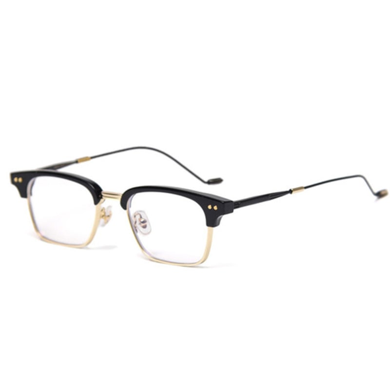 LOOKING4U Neo Retro 52010 Half Frame Horn-Rimmed Glasses Gold