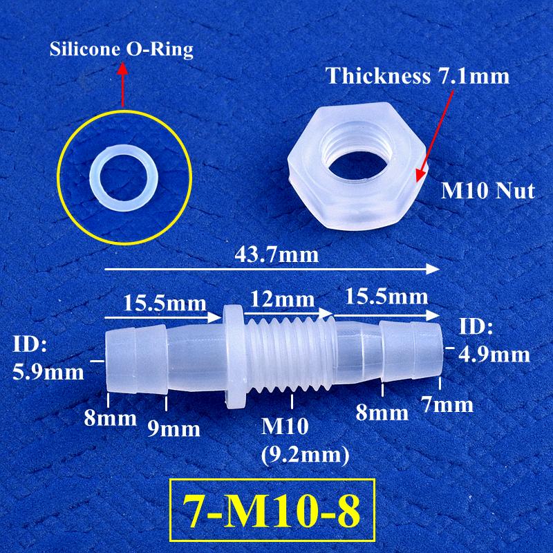 3~12mm Racord Bulkhead PP Pagoda Conector Direct Cu Piuliță Filet M6-16 O-Ring Irigare Grădină Acvariu Rezervor Pompă Aer Furtun Racord