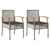 VidaXL Lot de 2 Chaises de Jardin Coussins, Sièges de Patio, Meubles de Terrasse Arrière-cour Extérieur, Gris Résine Tressée 366248