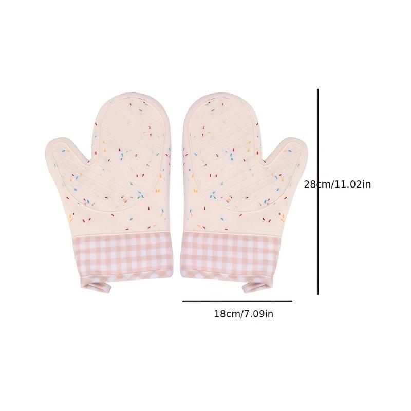2pcs Thickened Silicone Heat-Resistant Gloves for Home Use, High-Temperature Oven Baking, Burn-Proof Insulated Gloves