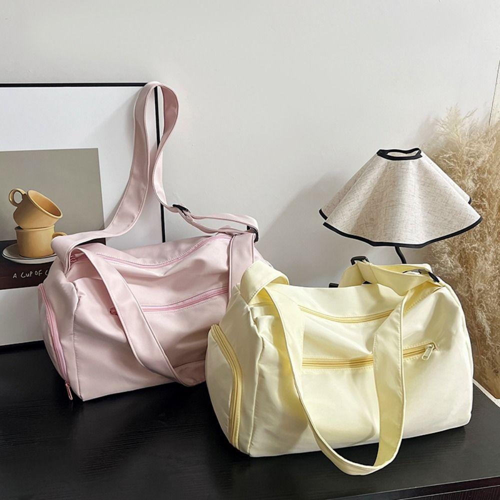 Solid Color Sports Shoulder Bag Canvas Gym Fitness Bag Fashionable Luggage Bag  Yoga