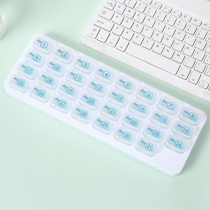 Portable 31-Grid Monthly Pill Box: Moisture-Proof, Transparent, Independent Storage Box for Easy Dispensing