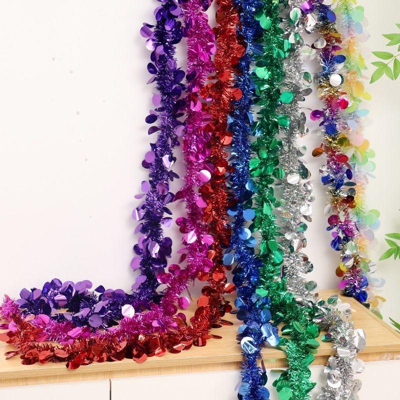 3/5PCS Christmas Tree Decoration Ribbon Garlands Christmas Tree Hanging Colorful Round Christmas Birthday Party Decoration