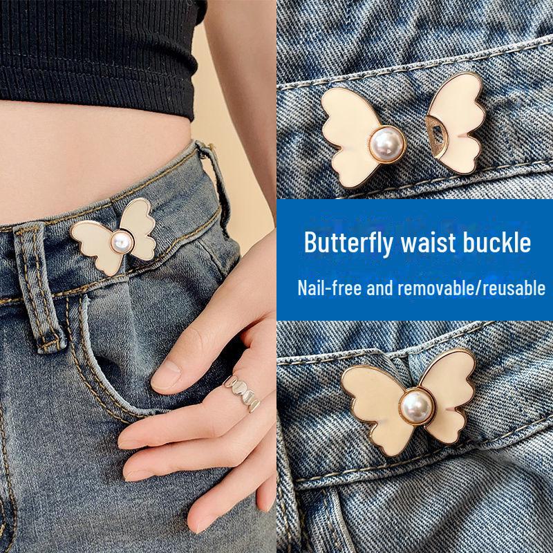 Butterfly Detachable Waist Button - Adjustable Jeans Waistline Tool with No Nails/Seams
