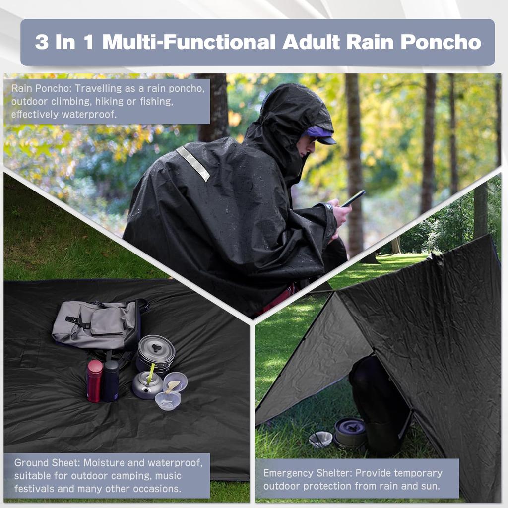 Rain Running Poncho Rain Reflective Backpack Storage Bag PU Easy to Disaster Prevention Rainy Season For Unisex Free [Xrkuu] Raincoat, Poncho,