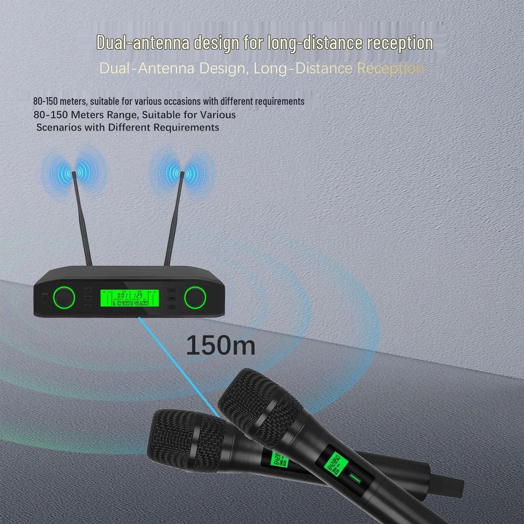 All-Metal Dual Wireless Professional Microphone for Performance & Meetings
