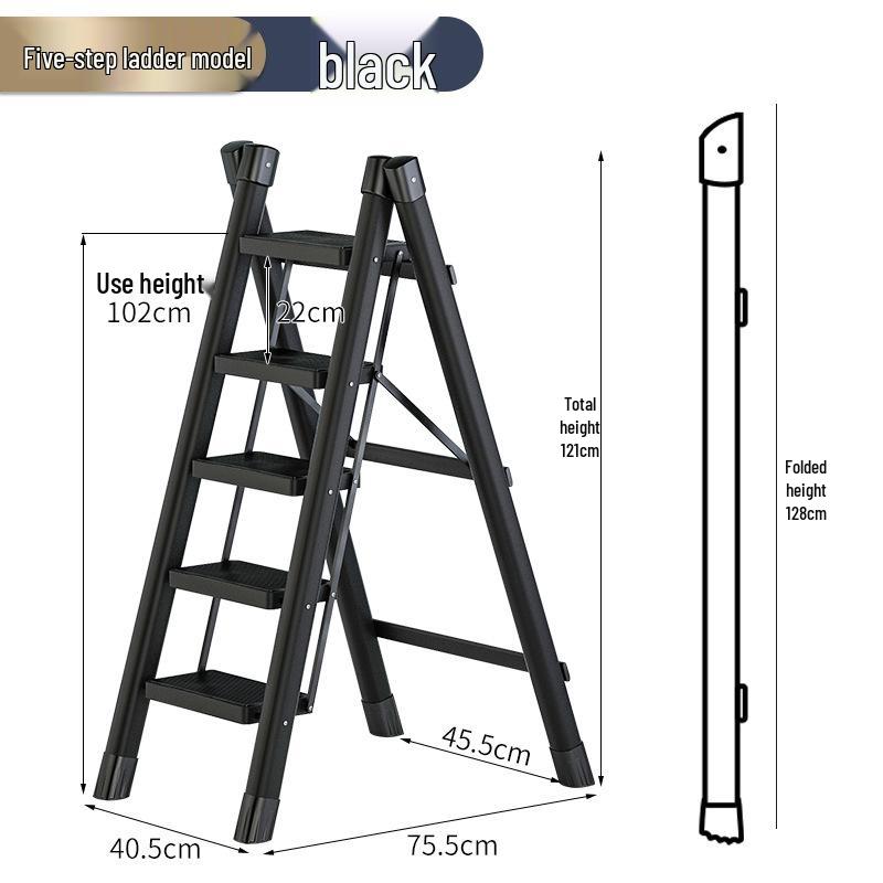 Three-Step Foldable Telescopic Household Ladder Stool, Lightweight A-frame for Multi-functional Use.
