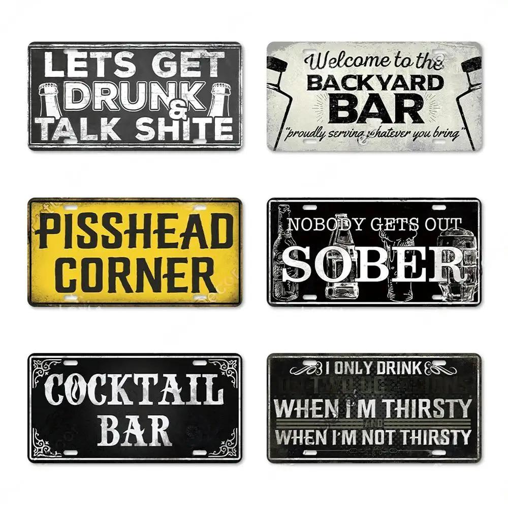 Vintage Wine Culture Metal Signs Wall Decor Licenses Plate Plaque Metal Vintage Tin Sign for Bar Pub Kitchen Dining Room