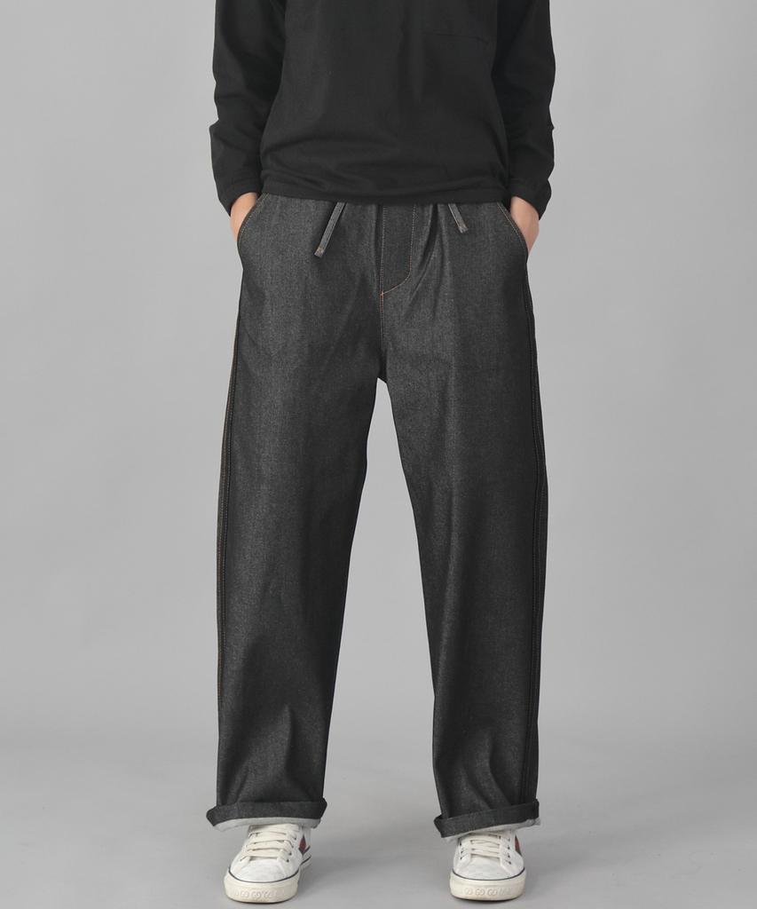 Seinteukeulu Black P-Line Ex Wide Pants Plw-341 Denim Black
