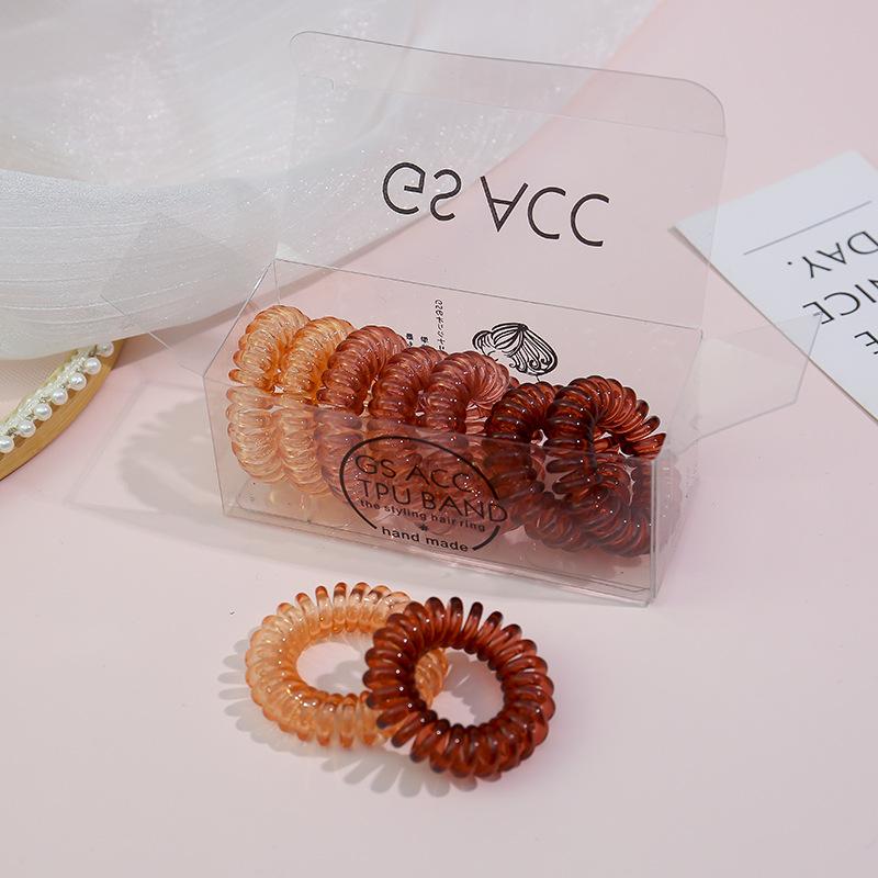 9 Pcs/Box Telephone Wire Elastic Hair Bands Transparent Rubber Bands Spiral Hair Ties Accessories for Women Girls Kids