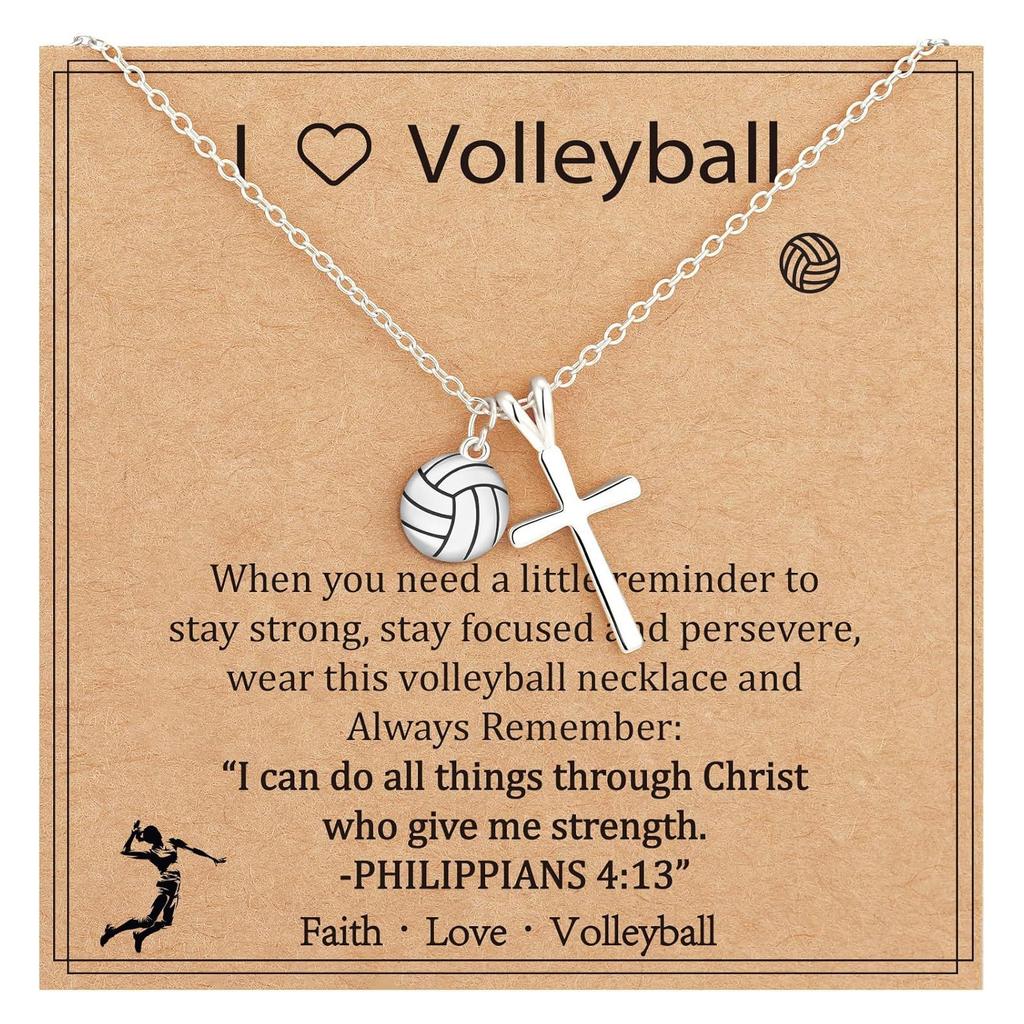 Unisex Fashion Necklace with Sports Ball Crucifix Pendant Basketball Volleyball Softball Adjustable Lightweight Copper