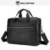 Captain Niu Leather Handbag, Briefcase, Men's Leather Shoulder Crossbody Bag, Top Layer Cowhide Business and Official Bag