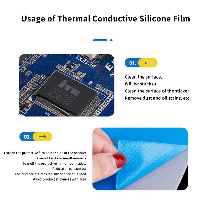 1Pc 15W Thermal Conductive Pad Sheet 0.3/0.5/1.0/1.5Mm Silicon Thermal Gap Pads Adhesive Insulating Silicone Grease Sheets