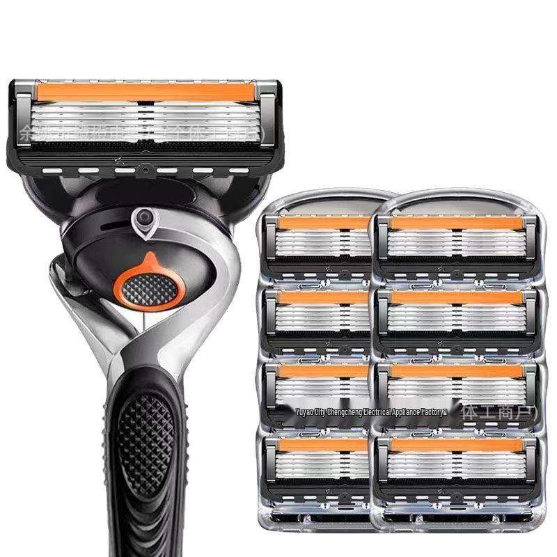 Premium German 5-Blade Manual Razor for Men – Perfect for Face and Bald Head Shaving