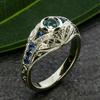 European & American Style Vintage Ring with Colorful Glass Rhinestones