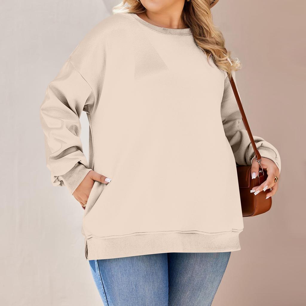 Plus Size Sweatshirt For Women Oversized Crewneck Long Sleeve Pullover Tops