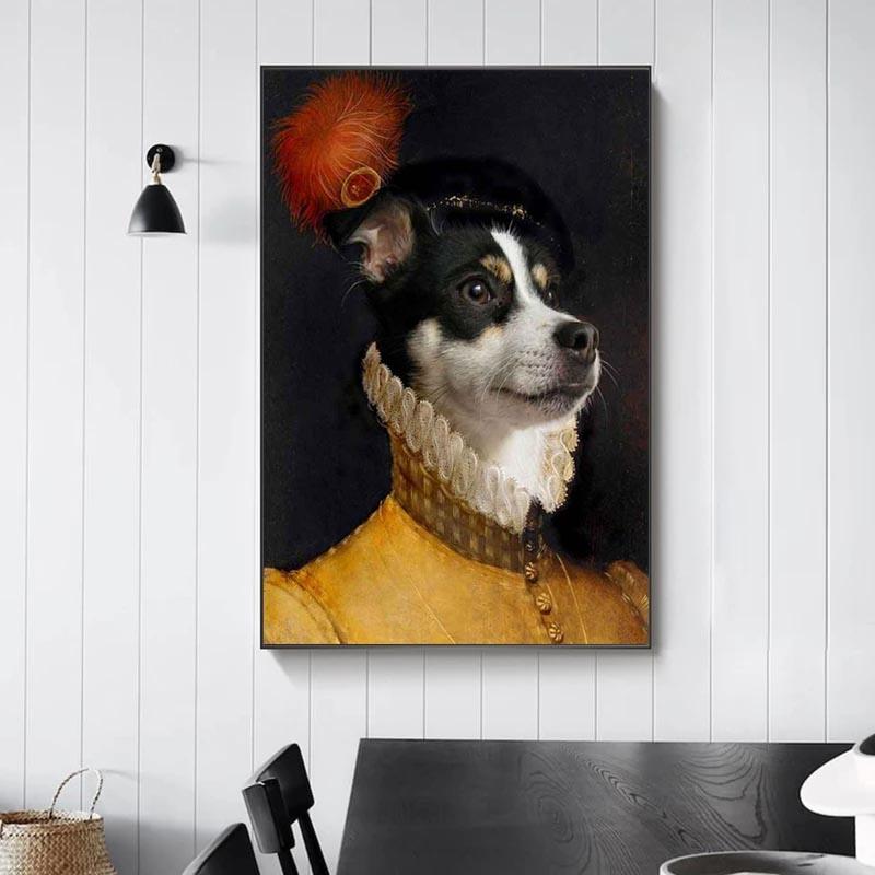 Funny Animal Posters Deer Cat Dog Portrait Poster Paintings and Canvas Painting Nordic Wall Art Pictures Room Living Room Decoration No Frame