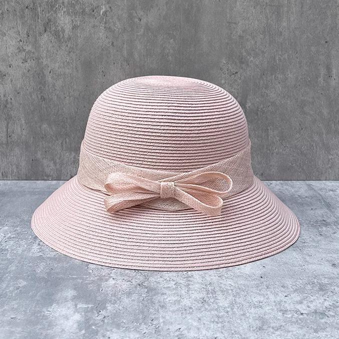 Foldable Bow Straw Woven Fisherman'S Hat Children Summer Vacation Seaside Sunshade Sunscreen Beach Straw Hat Shows Small Face