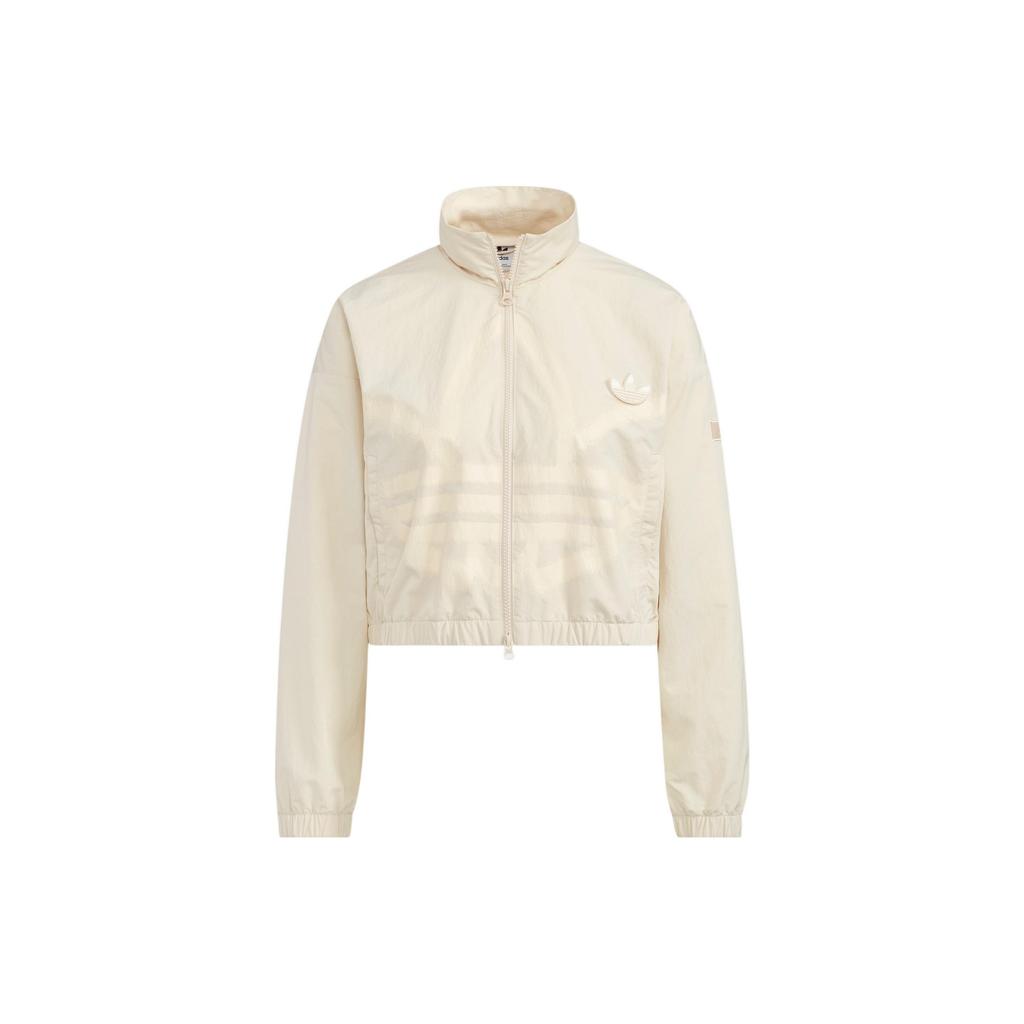 Adidas Originals Trefoil FW22 Einfarbig Logo-Patch Kordelzug Taille Stehkragen Sportjacke Damenjacke Off-White HS1938