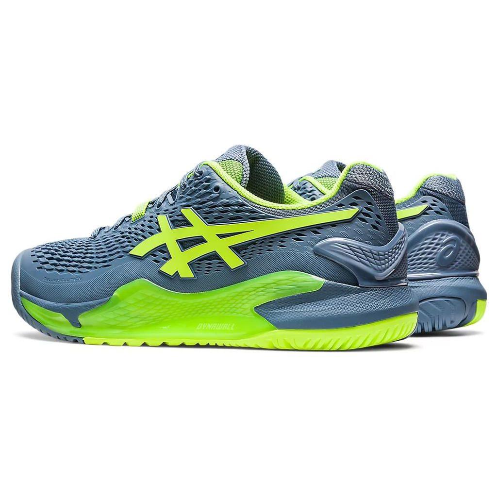 Asics Gel Resolution 9 Wide Steel Blue Hazard Green Men Sneakers 1041A376-400