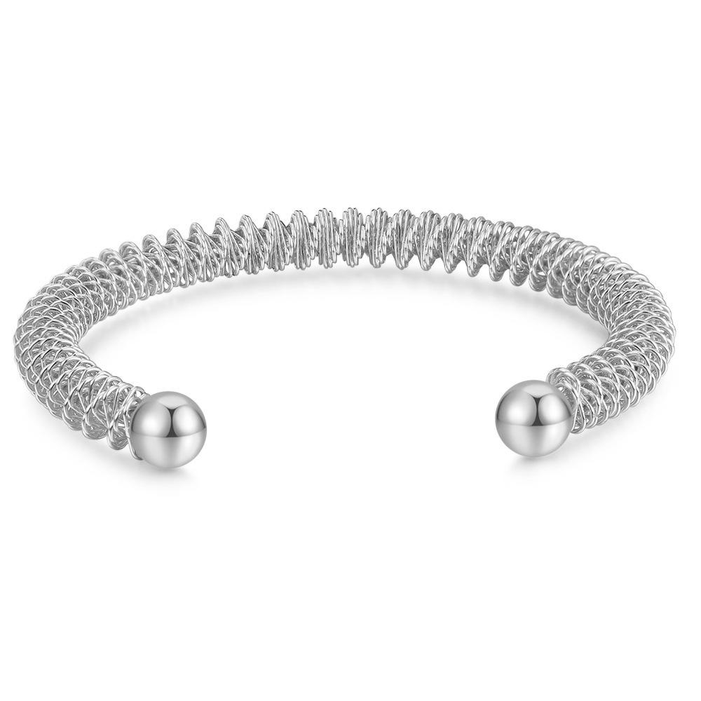 18K Gold Retro Spring Open Stainless Steel Bracelet