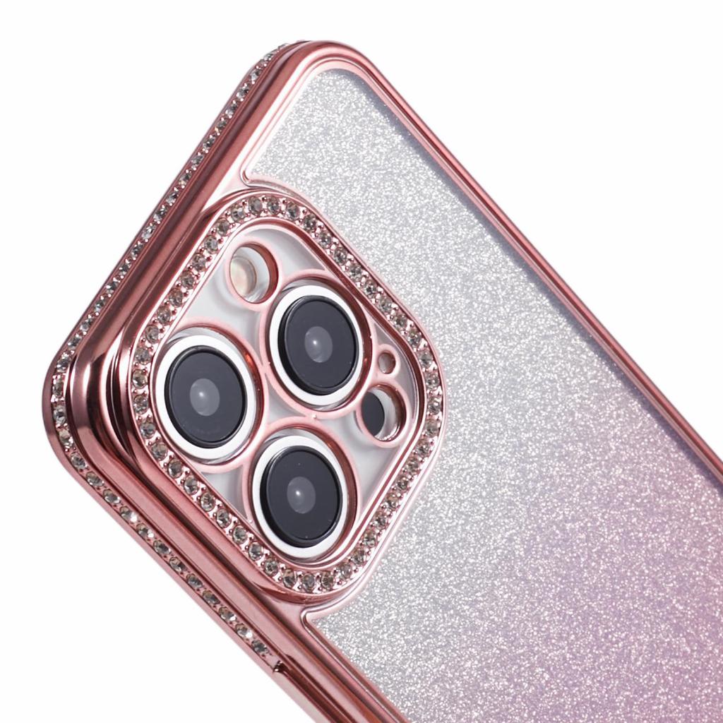 For iPhone 13 Pro Max 6.7 inch TPU Case Rhinestones Decorated Gradient Back Phone Cover