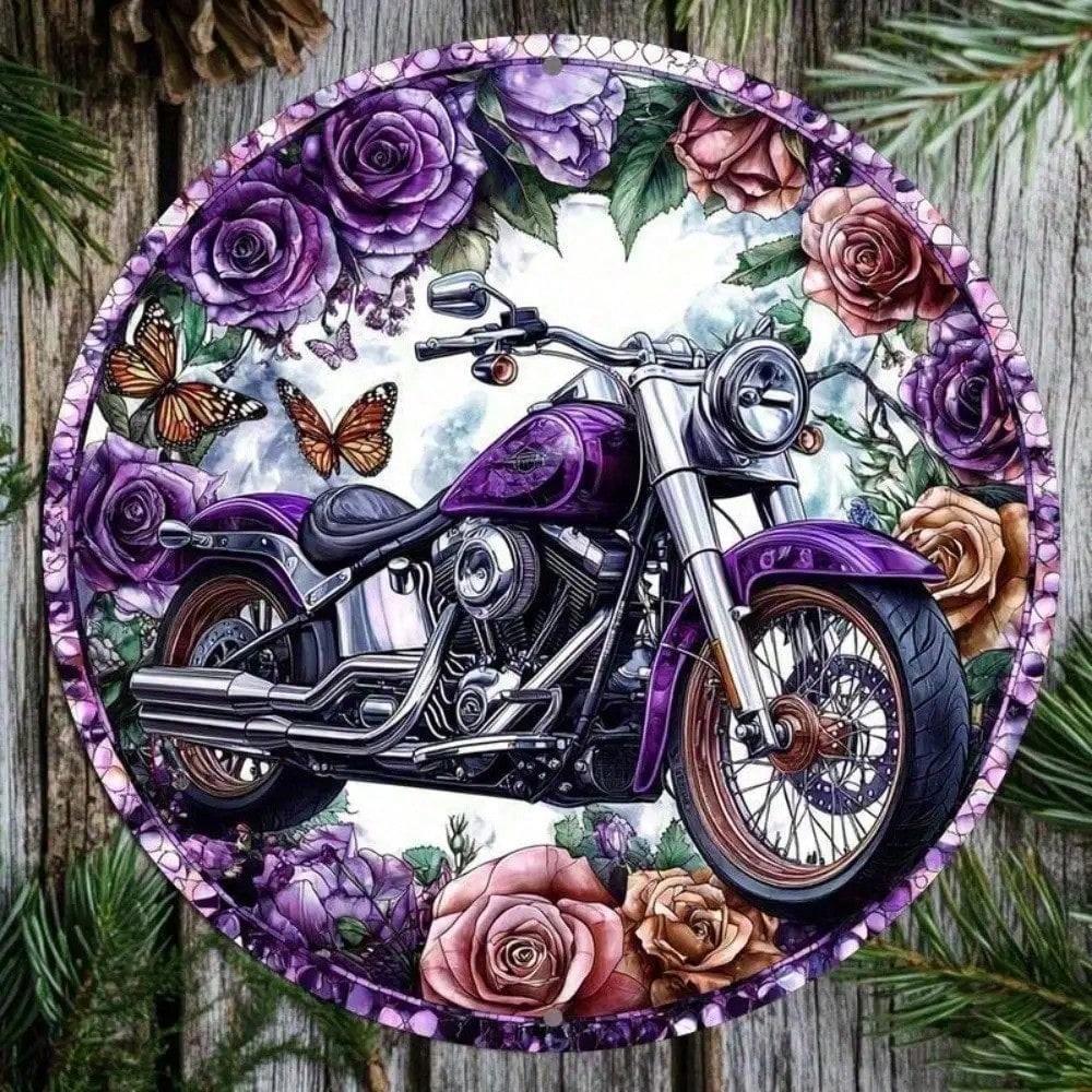 

Retro RumbleON 2D Metal Round Wall Art Aluminum Motorcycle Sign for Garage Home Bar Man Cave разноцветный