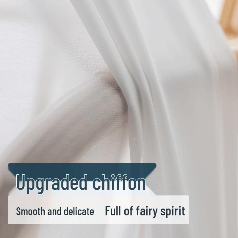 Wulin Mengzhu Chiffon Translucent White Semi-Blackout Modern Minimalist Sheer Curtain Fabric