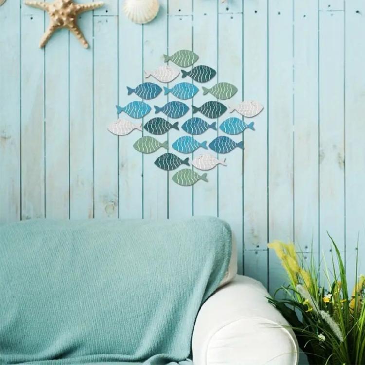 Nauticals Wood Fish Wall Decoration Set, 20Pcs, Creative Sea Designs for Themed Parties and Exhibits