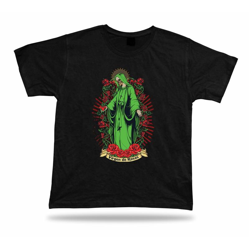 Virgen de Rosas Angel of Death Roses Floral tshirt unique awesome special design