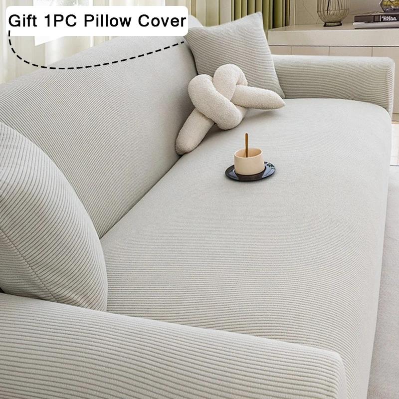 Premium Stretch Jacquard Sofa Cover Polar Fleece Fabric Non Slip Elastic Slipcover For 1-4 Seater Livingroom Furniture Protector