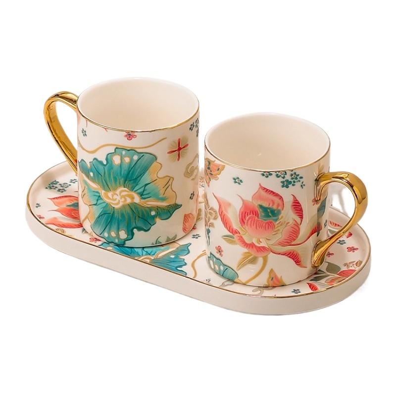 China-Chic Blue and White Ceramic Mouthwash Cup Set Household Toilet Couple Tooth Brush Cup Wash Set bathroom decor