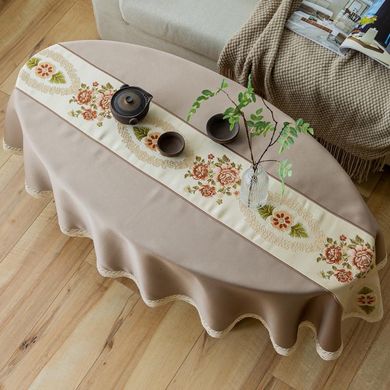 Oval Tea Table American Fresh Small Broken Flower Tablecloth Cotton Linen New Year's Tablecloth Coffee Table for Living Room