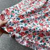 Women Summer Spring Short Sleeve Flower Print V-neck Casual A-Line Ankle-Length High Waist Dress