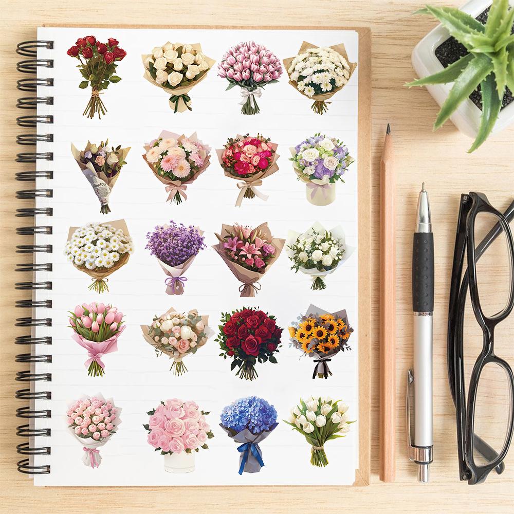 50/100PCS Satin Dream Flower Gift Stickers Cartoon Suitcase Luggage Car Phone Transparent Decorative Laptop Pegatina Sticker