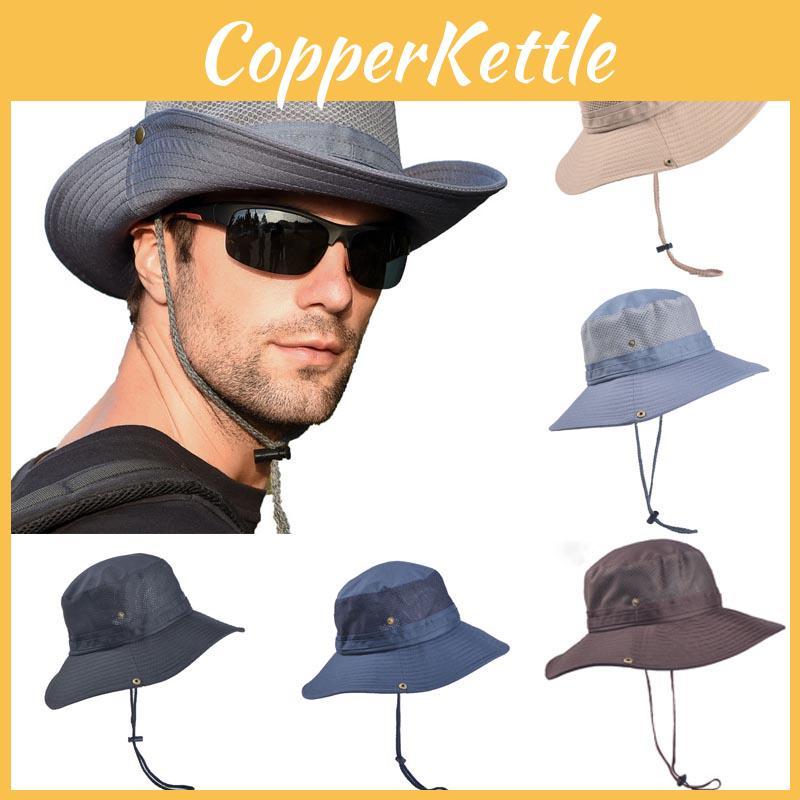 Mens Outdoor Windproof Bucket Hat With Button Brim Perfect For Fishing And Hiking