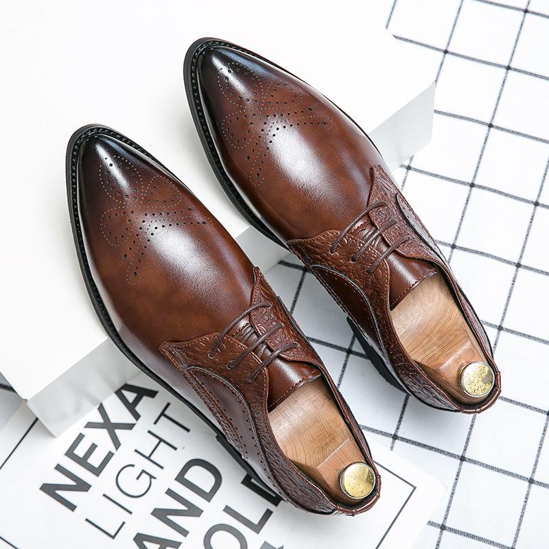 Men's British Style Pointed Toe Leather Brogue Loafers - Formal & Casual Wear