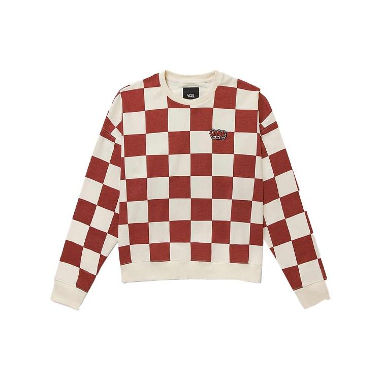 Vans Grid Round Neck Pullover Couple Style Red Men s VN0A5H98YTW S