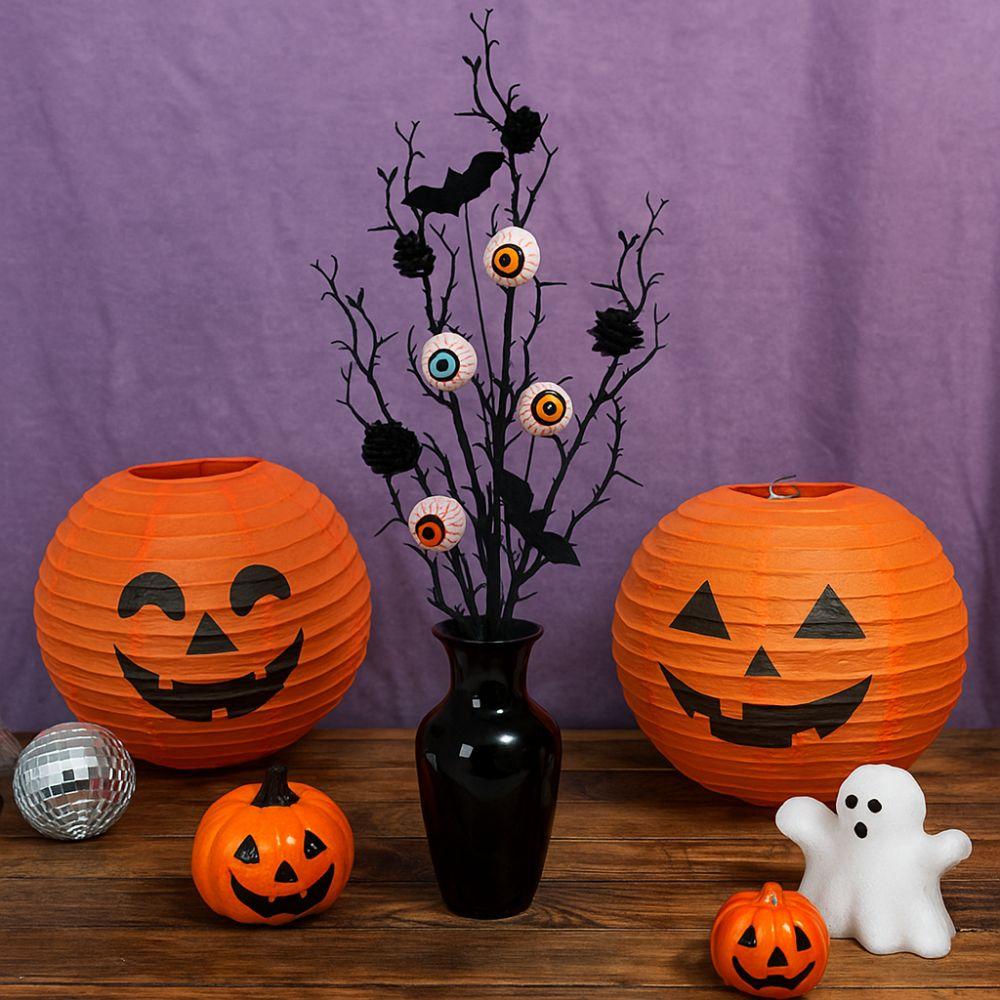 50cm Halloween Maple Bat Bouquet Black Realistic Artificial Eyeball Twig Branch Spooky Plastic Fake Plants Home Office Party