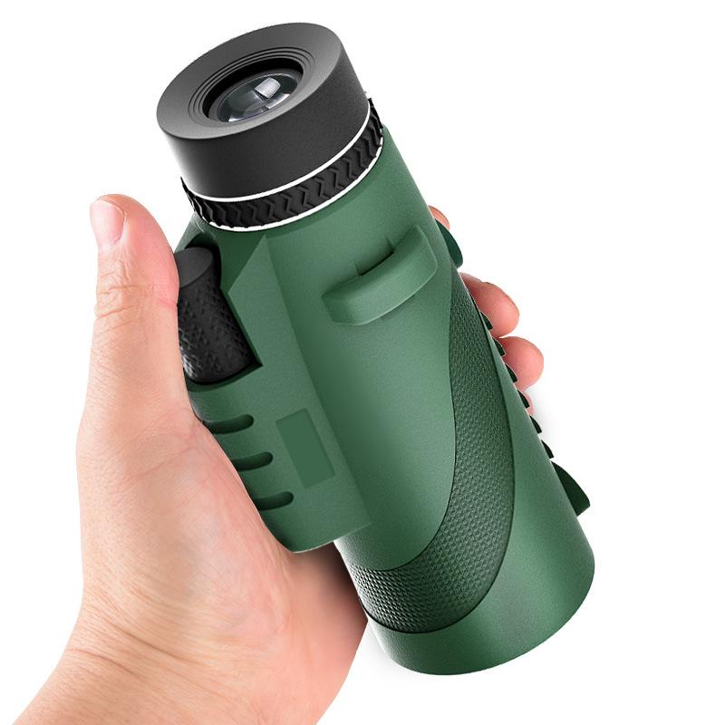 Green Leather 80x100 HD Monocular Telescope with Night Vision - High-Power, Portable for Concerts and Outdoor Use with Mobile Phone Compatibility