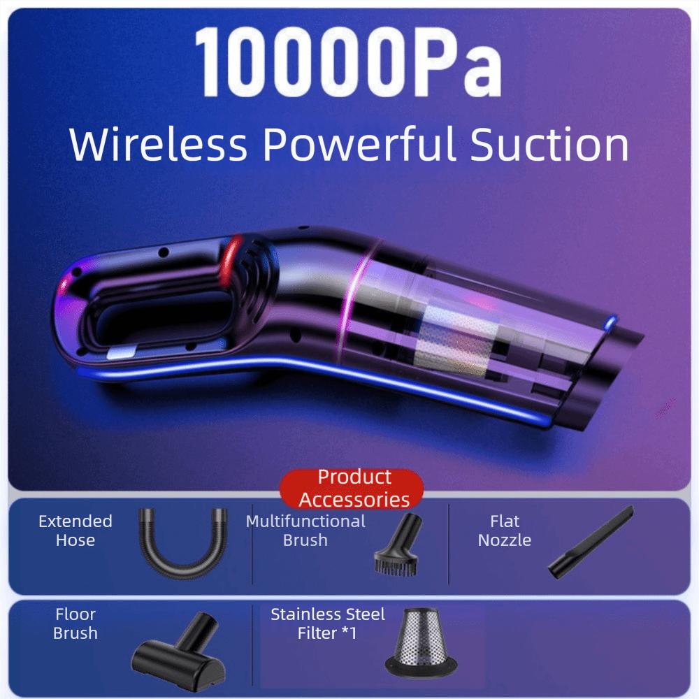 

10000Pa Suction Handheld Vacuum Rechargeable Battery Wireless Design Powerful Cleaning Machine Water Absorption Lightweight