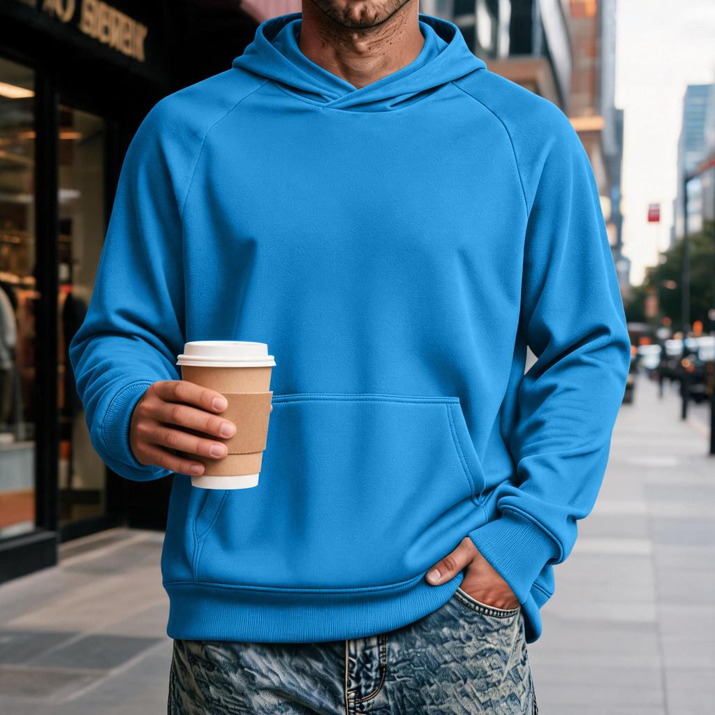 Men's Raglan Hoodie with Pocket - Long Sleeve Casual Pullover