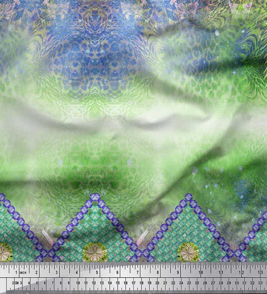 Soimoi Tessuto Satin Crêpe Giapponese Stampa Floreale e a Pannelli Tessuto da Cucito al metro 42 Pollici