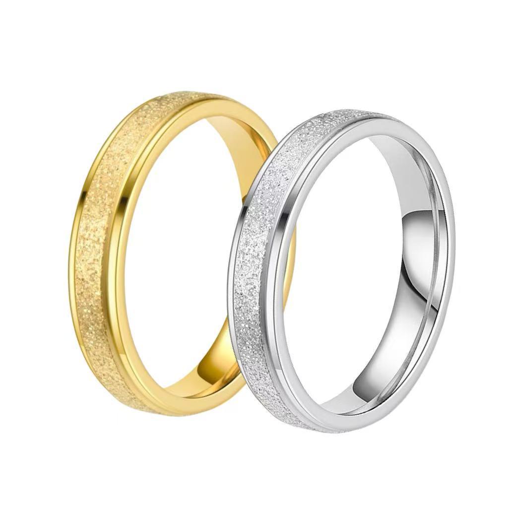 Fashion Frosted Stainless Steel Titanium Rings for Women - Versatile, No-Fade Taigang Style