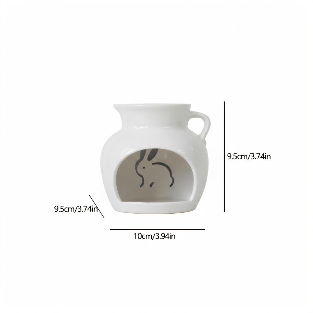 1Pc Rabbit Pattern Aromatherapy Burner, Ceramic Fragrance Burner, Teapot-Shaped Incense Burner Essential Oil Burner Fragrance Diffuser Home Aromatherapy burner