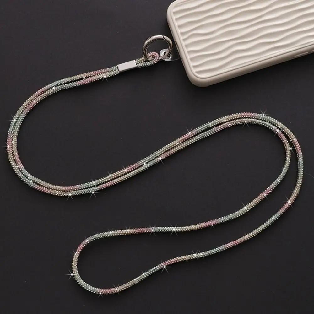 Short Wrist Style Rhinestone Women's Full Diamond Pendant Clip Style Pendant Mobile Phone Strap Long Neck Strap Anti Loss Sling