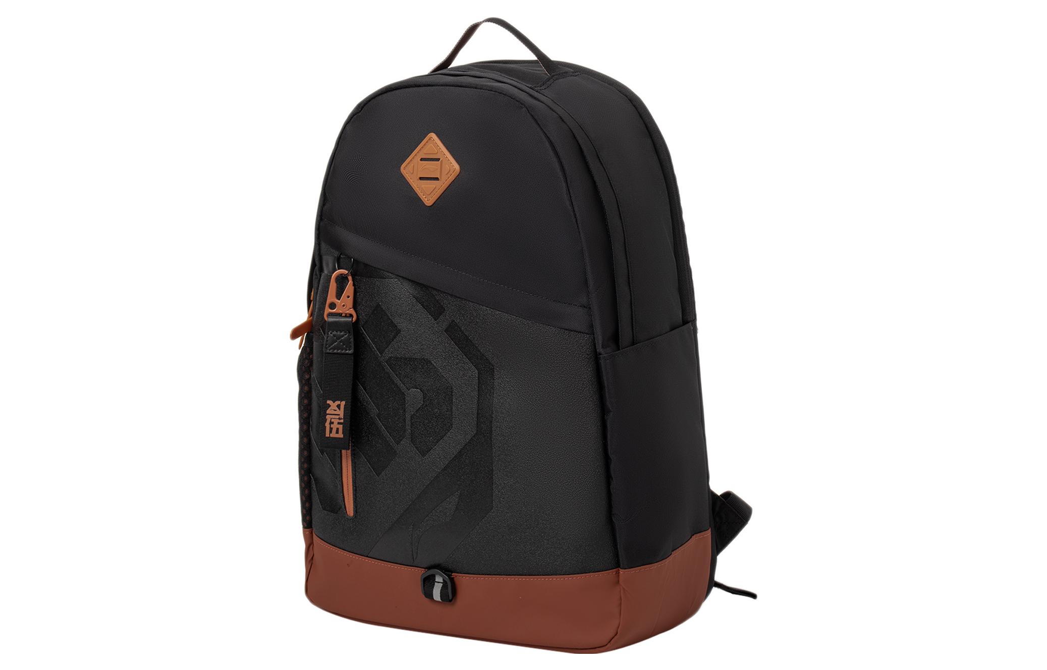 Li Ning Badfive Polyester Laptop Bag, Sports Bag, Backpack Regular Unisex Black/Khaki ABSR413-1
